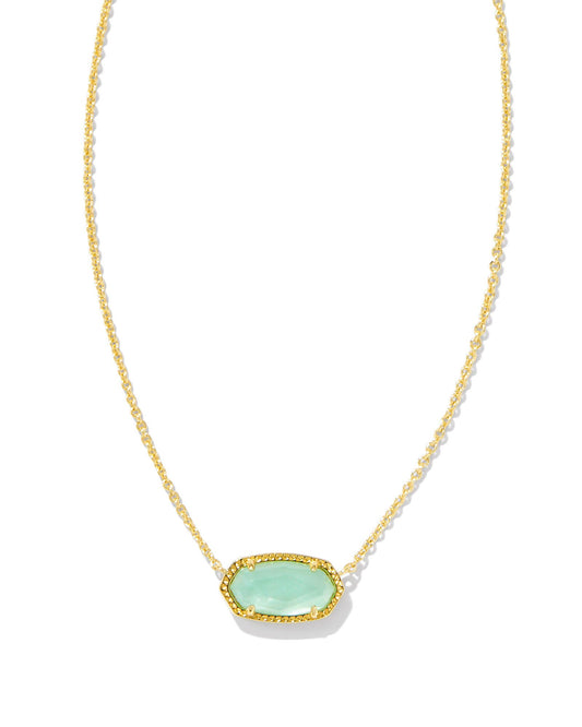 Kendra Scott- Elisa Gold Pendant Necklace in Green Mother-of-Pearl