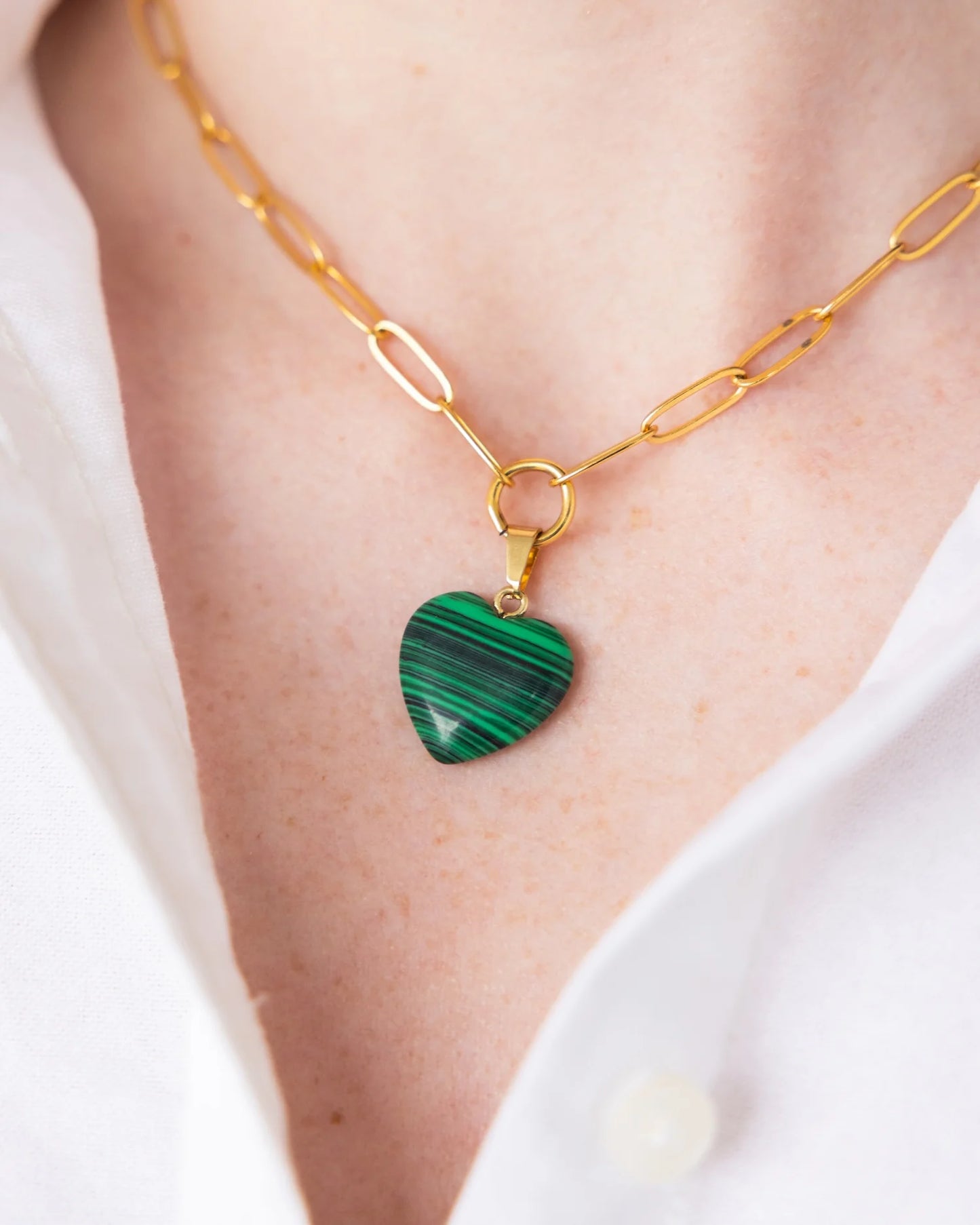 SUSAN SHAW - Audrey Heart Necklace - Malachite