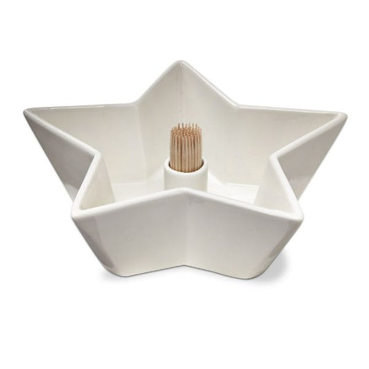 White Star Bowl With Toothpick Holder - Findlay Rowe DesignsWhite Star Bowl With Toothpick Holder