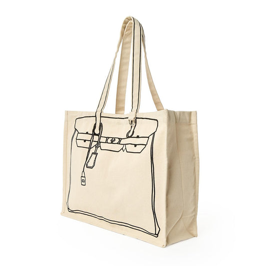 Tote - Cotton Canvas -  Sketch Bag Motif - Findlay Rowe Designs