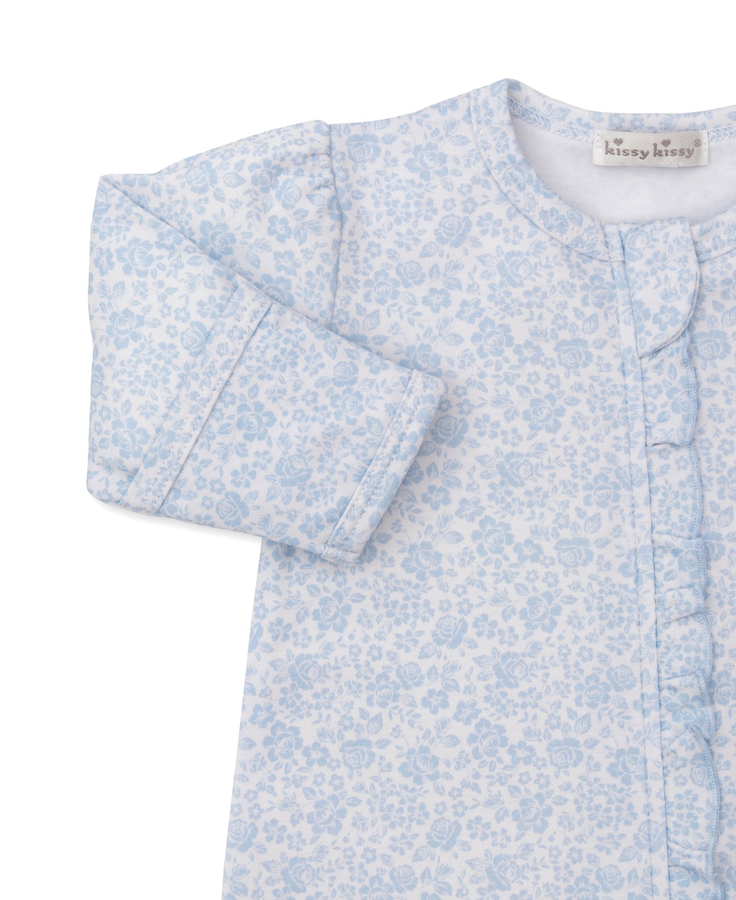 Kissy Kissy - Zip Footie - Country Gardens - Blue - Findlay Rowe Designs