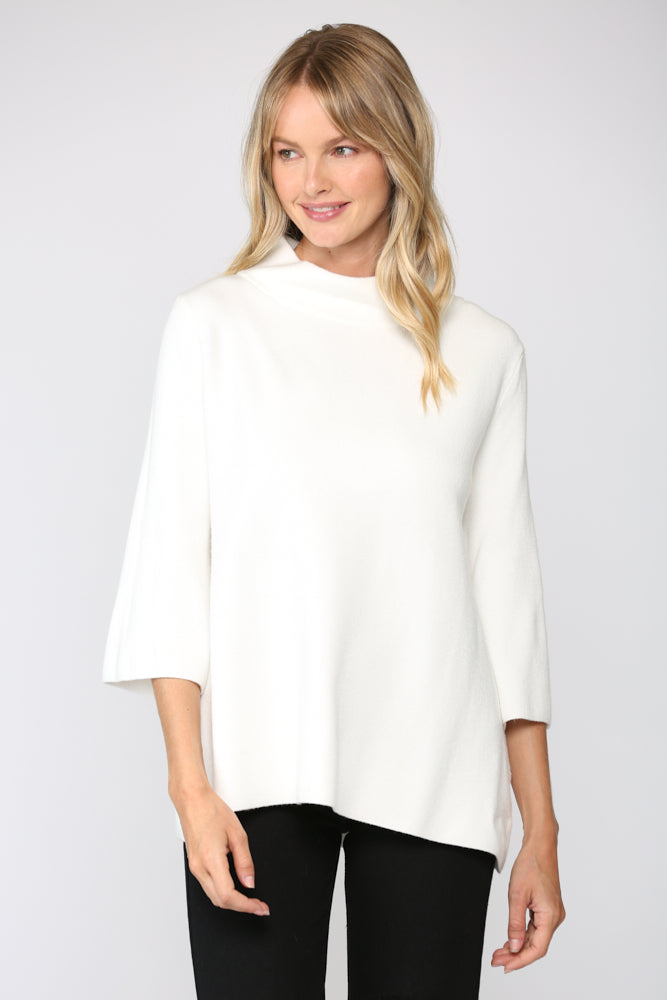 Sweater - Mock Neck Pullover - Cream