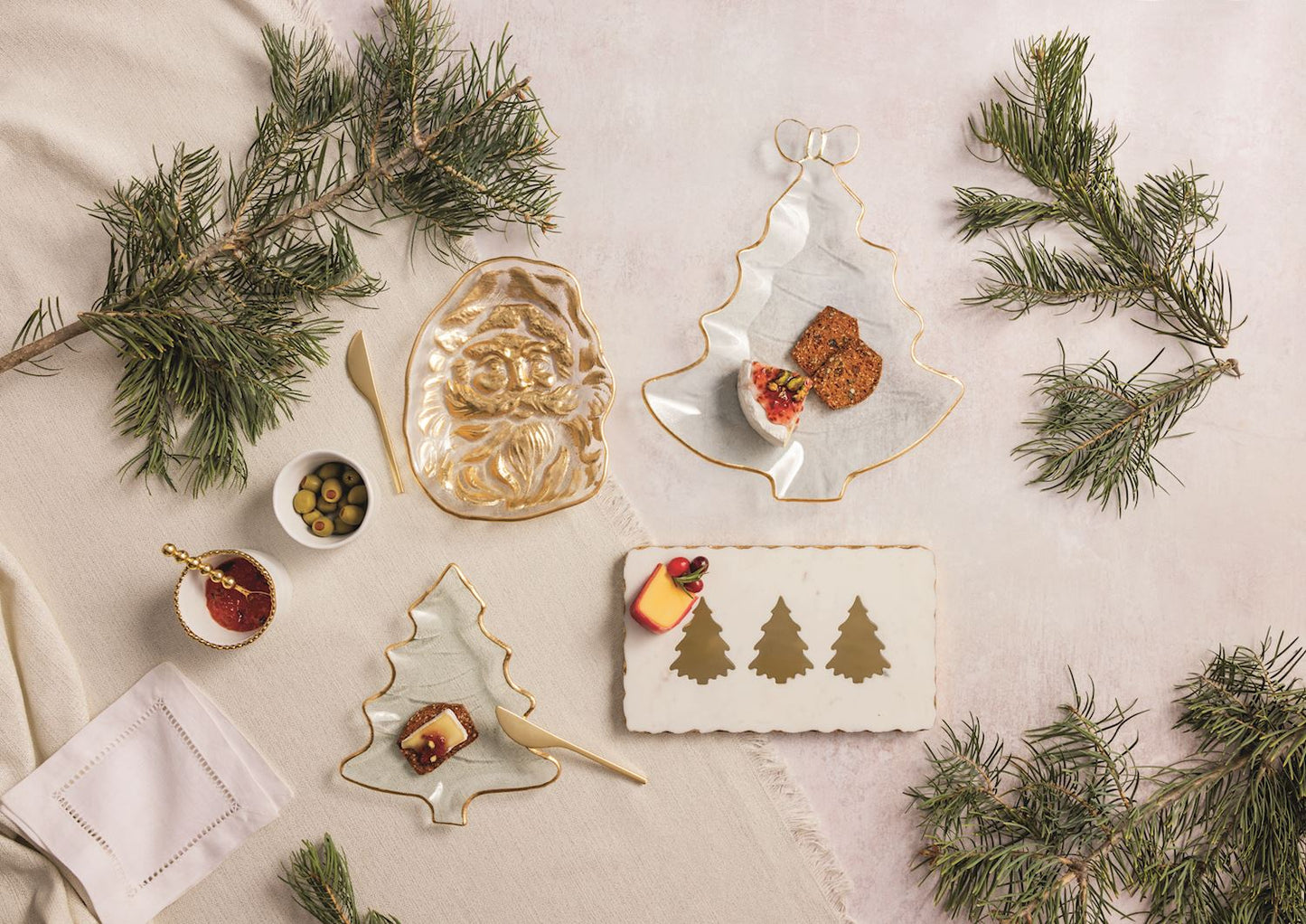 Mud Pie - Christmas Gold Cheese Plate Set - Tree