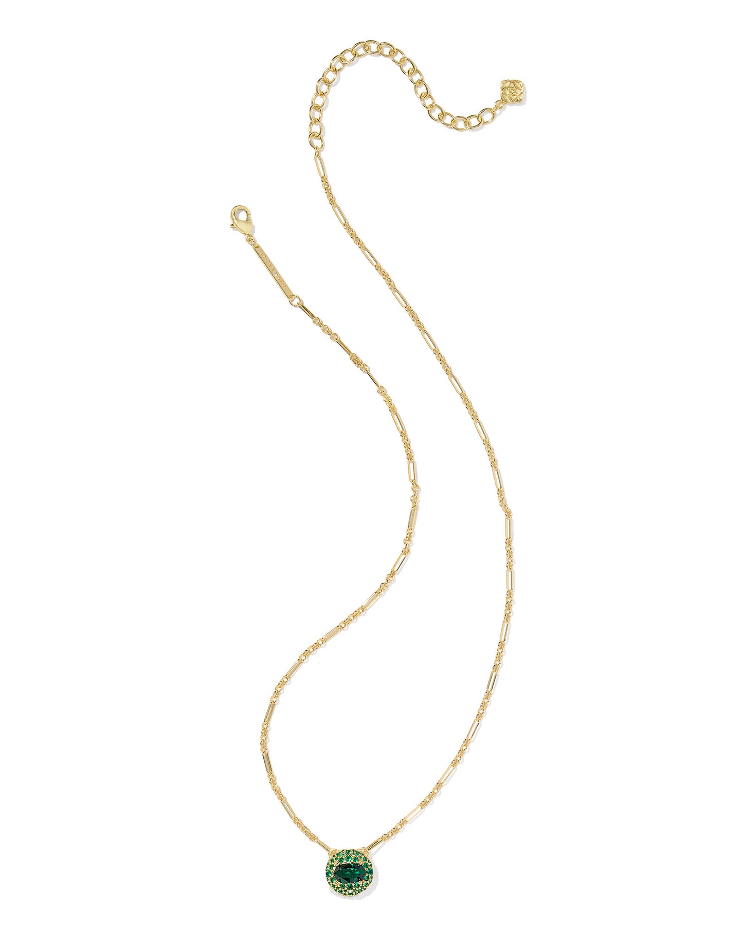 Kendra Scott - Necklace - Bella Short Pendant Necklace Gold Dark Green Crystal