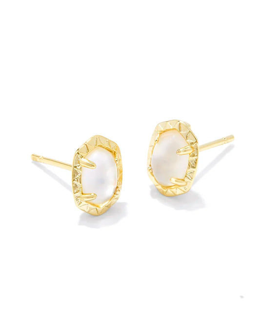 Kendra Scott- Daphne Gold Stud Earrings in Ivory Mother-of-Pearl