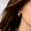 Julie Vos - Earring - Cobblestone Double Hoop - Multi Stone Cats Eye