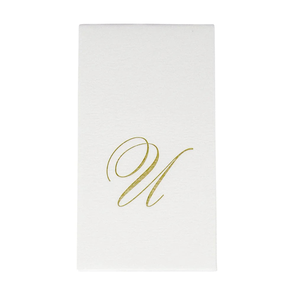 Caspari - Guest Towel Napkin - White Pearl-Paper Linen Napkin - Monogram - Findlay Rowe Designs