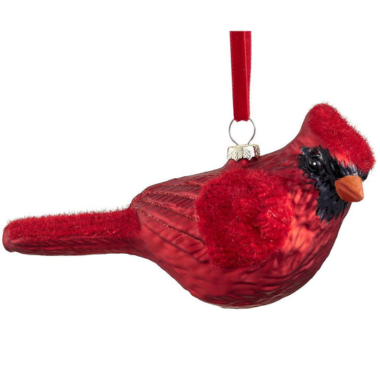 Ornament -  6.5" Glass Cardinal - Red