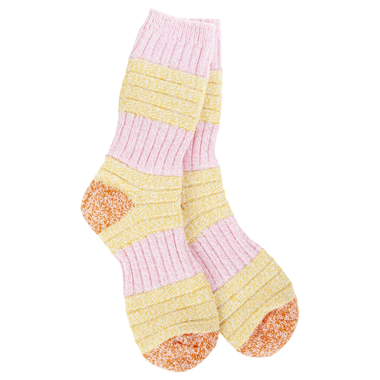 World's Softest Socks - Weekend Patch Crew - Pink Honey