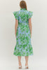 Entro - Dress - Midi V-neck Flutter Sleeve - Blue - Findlay Rowe Designs