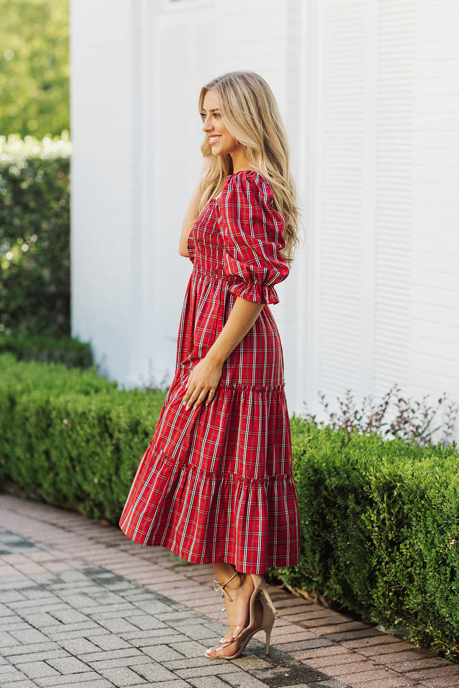 The Rayna Square Ruched Midi Dress