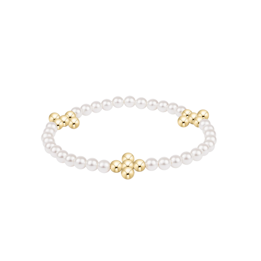 Enewton - Beaded 4mm Gold Signature Cross 4mm Pearl Bracelet - Findlay Rowe Designs