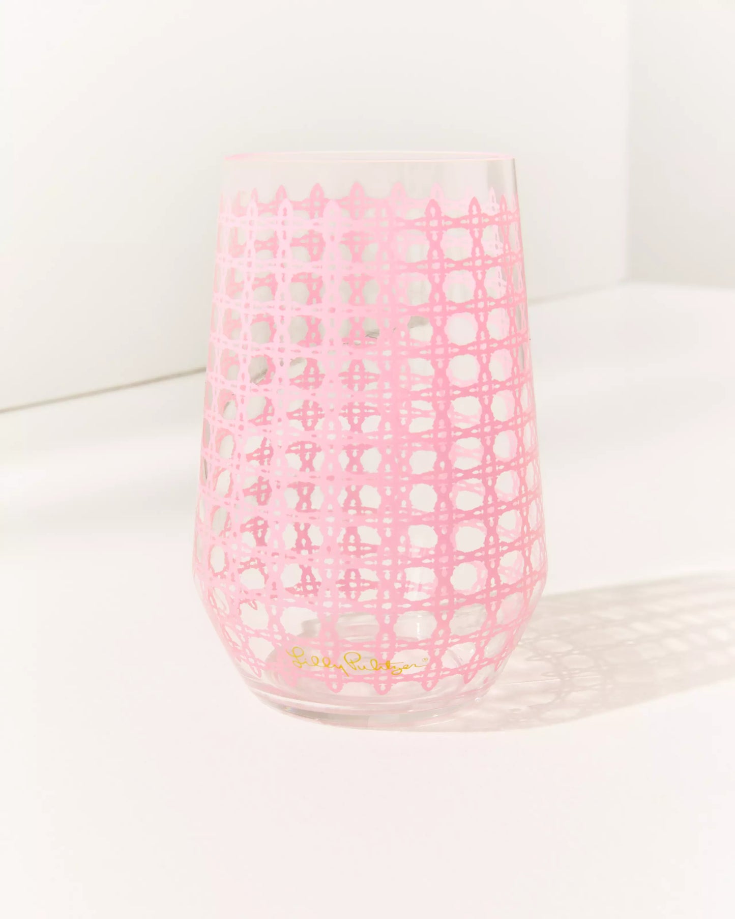 Lilly Pulitzer - Acrylic Wine Glass Set - Conch Shell Pink Caning - Findlay Rowe Designs