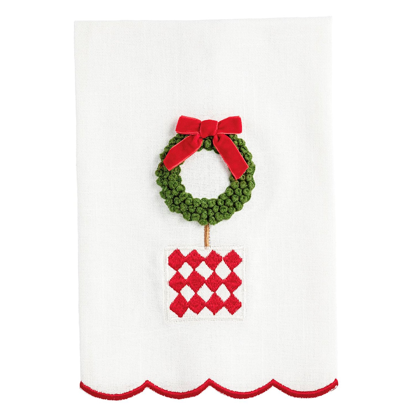Mud Pie - Tea Towel - Embroidered - Christmas Topiary - Findlay Rowe Designs