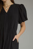 Entro - Dress - Midi V-Neck Pleated Bodice - Black - Findlay Rowe Designs