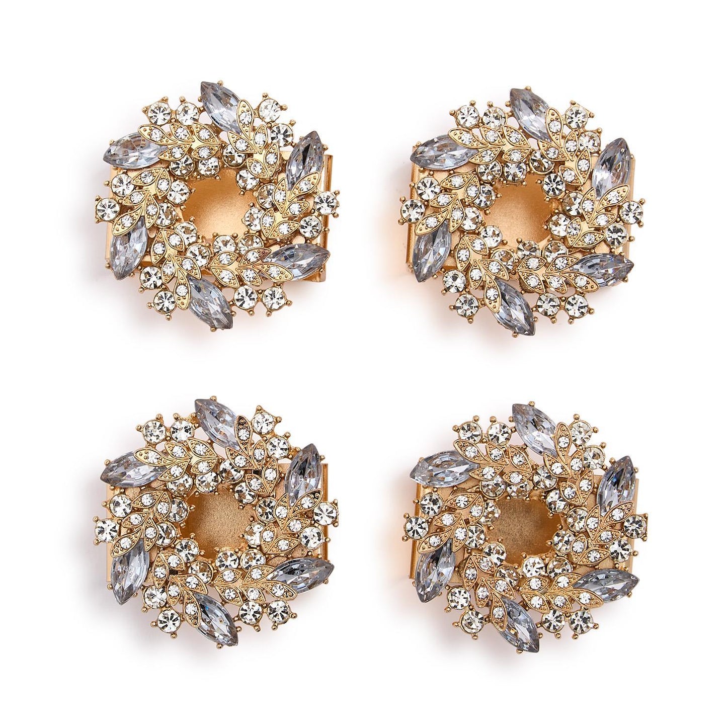 Napkin Rings - Jeweled Wreath Square - Set of 4 Gift Boxed - Findlay Rowe Designs
