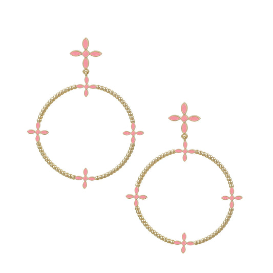 Natalie Wood - Radiant Beaded Statement Earrings in Light Pink Enamel - Findlay Rowe Designs
