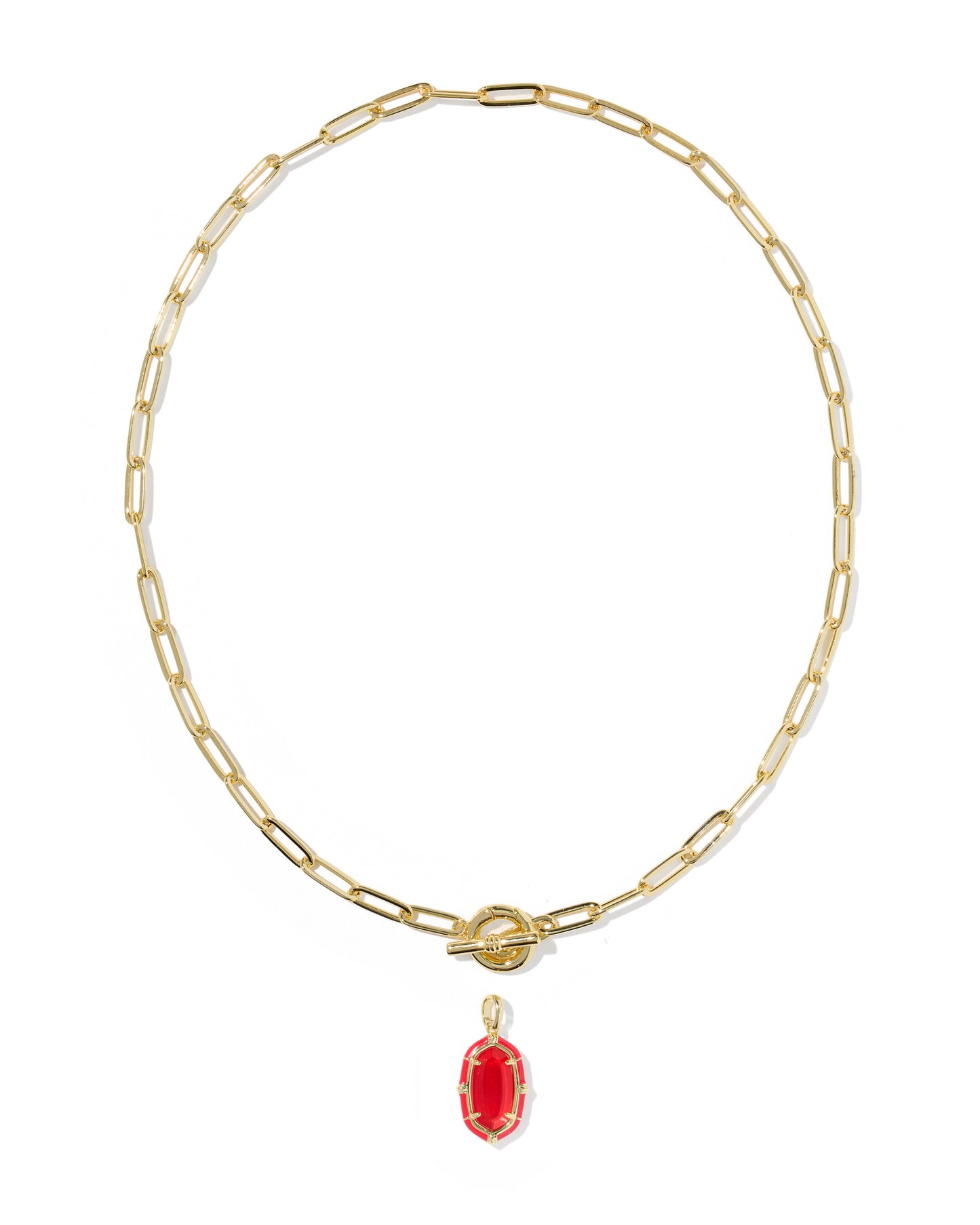 Kendra Scott - Necklace -   Elisa Gold Enamel Link and Chain - Gold Red Illusion - Findlay Rowe Designs