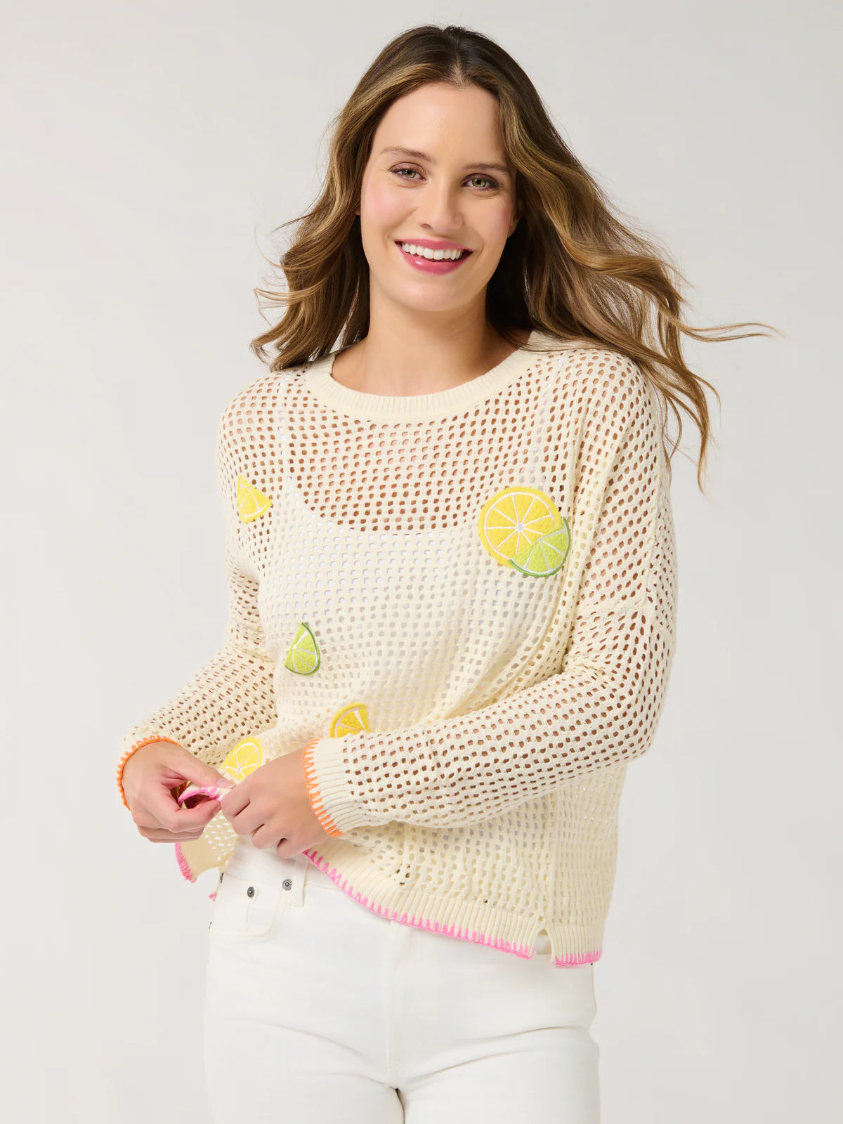 Shiraleah - Mesh Sweater - Citrus - Ivory - Findlay Rowe Designs