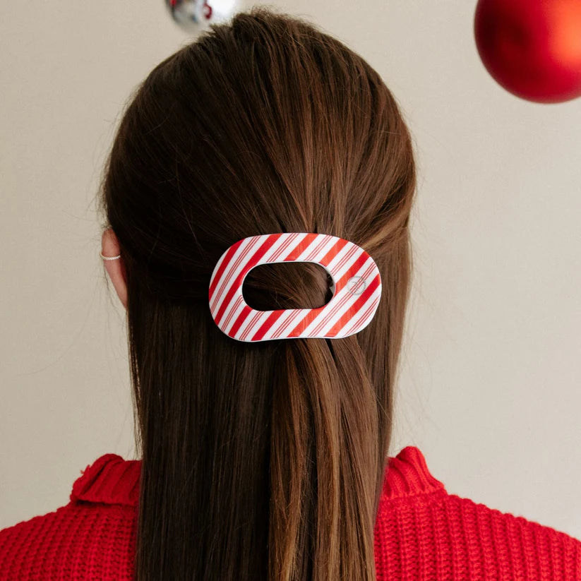 Teleties - Candy Cane Crush Small Flat Round Hair Clip