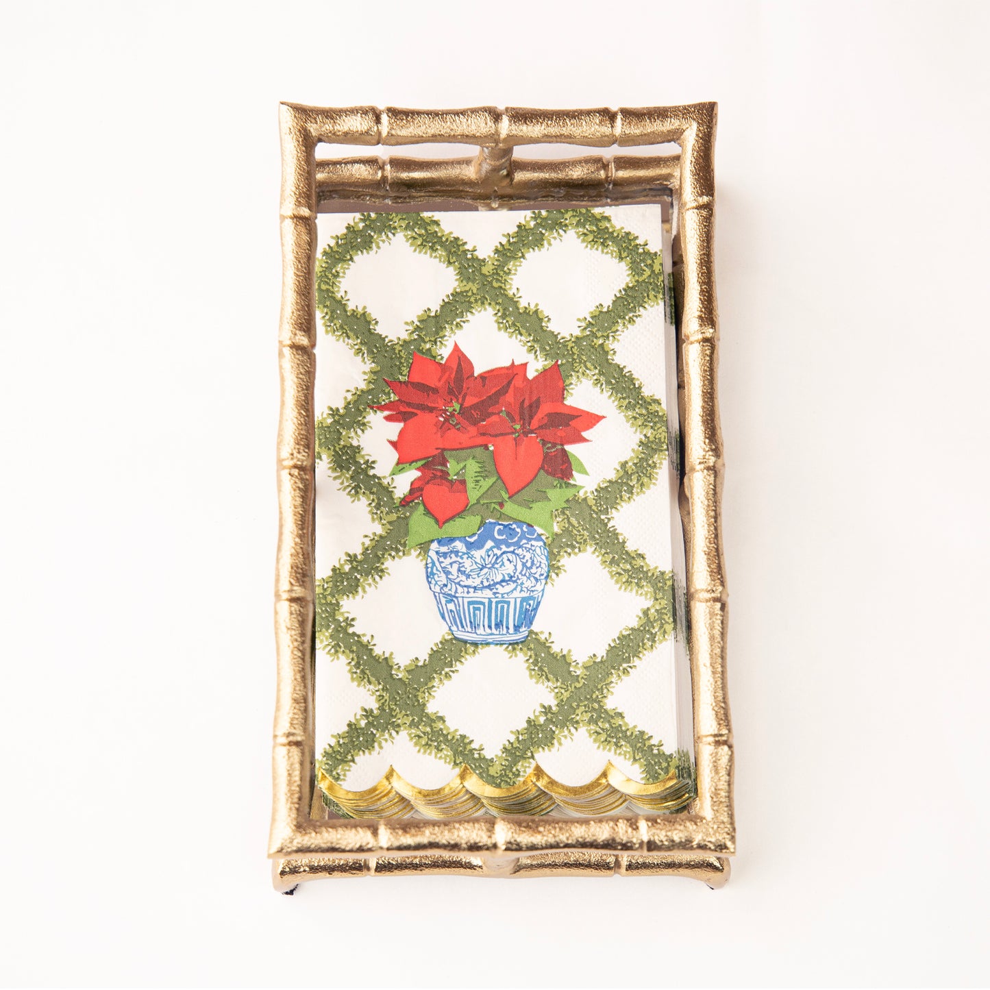 Guest Towel Napkins - Poinsettia Trellis