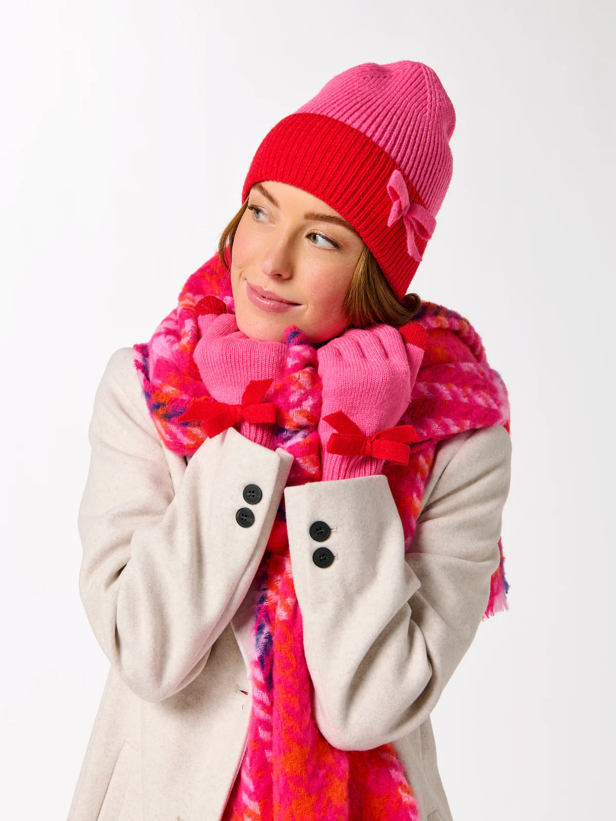 Shiraleah - Mia Touchscreen Gloves - Pink Red Bow