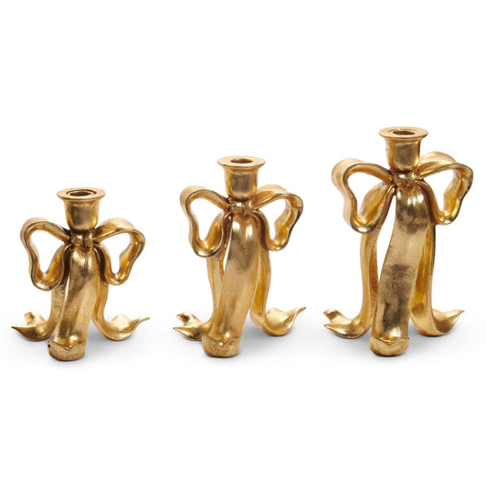 Taper Candleholder - Bow - Gold