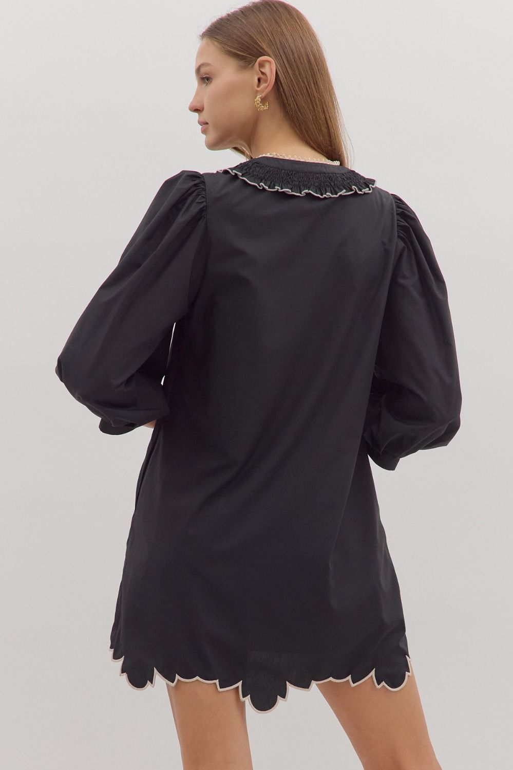 Entro - Dress - Embroidered Mini - Black
