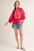 Jodifil - Top - 3/4 Sleeves Ruffled Neck - Red - Findlay Rowe Designs
