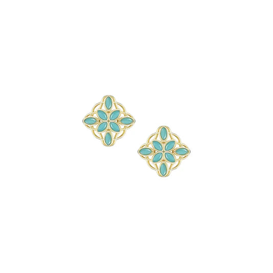 Natalie Wood - Earrings - Bloom Stud - Aqua
