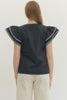 Entro - Top - Flutter Sleeve - Black Embroidered - Findlay Rowe Designs