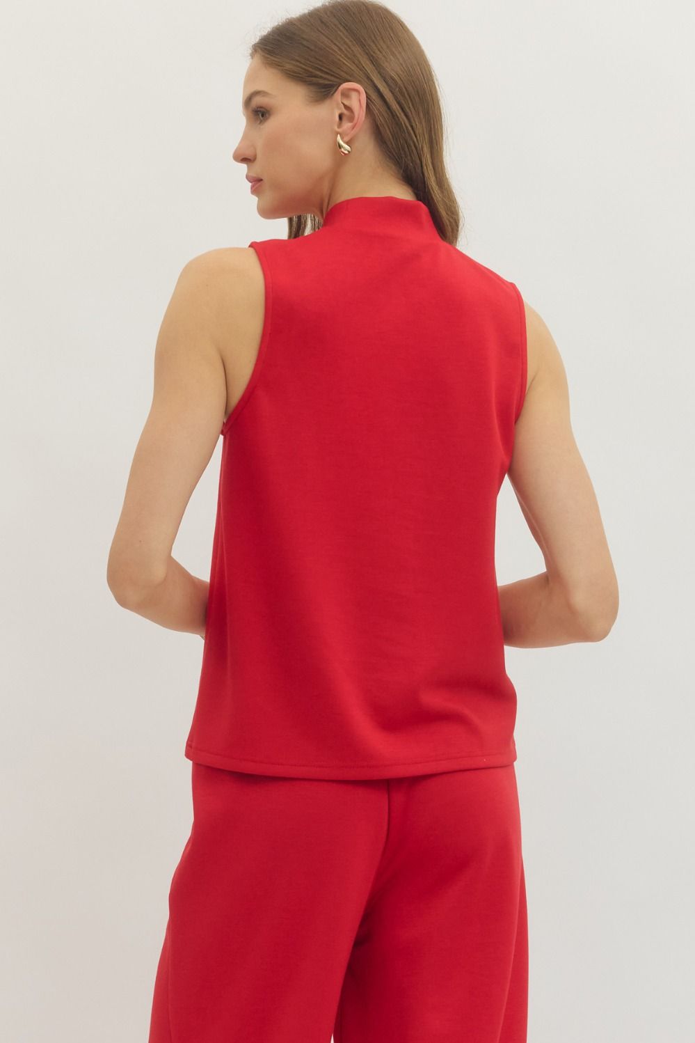Entro - Top - Sleeveless Mock Neck - Red - Findlay Rowe Designs
