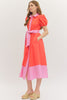 Entro Dress - Striped Trim - Red Pink - Findlay Rowe Designs