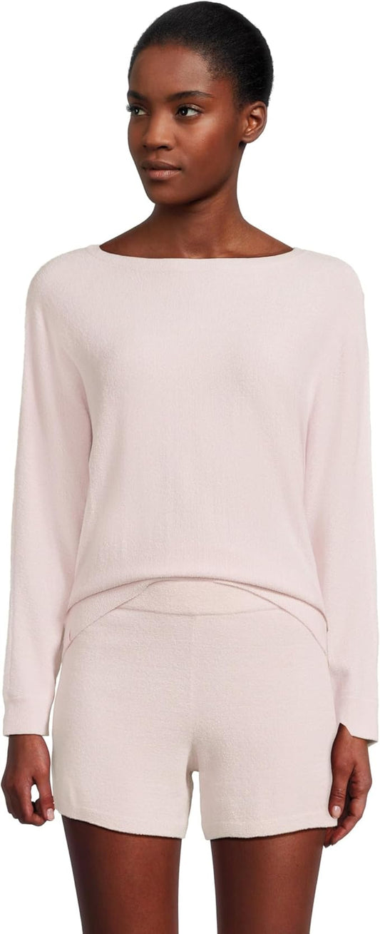 Barefoot Dreams - Women's CozyChic Ultra Lite - Boatneck Pullover and Short Set - Lotus Pink - Findlay Rowe Designs