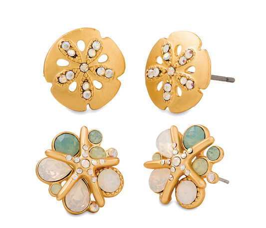 Spartina - Earrings - Set of 2 Sea Stud Earrings Set Sand Dollar/Starfish - Findlay Rowe Designs