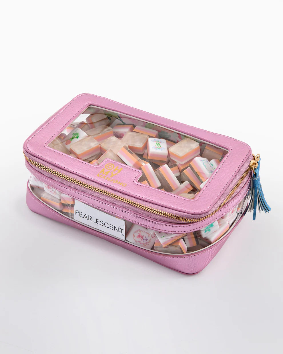 Oh My Mahjong - Tile Storage Bag - Metallic Light Pink - Findlay Rowe Designs