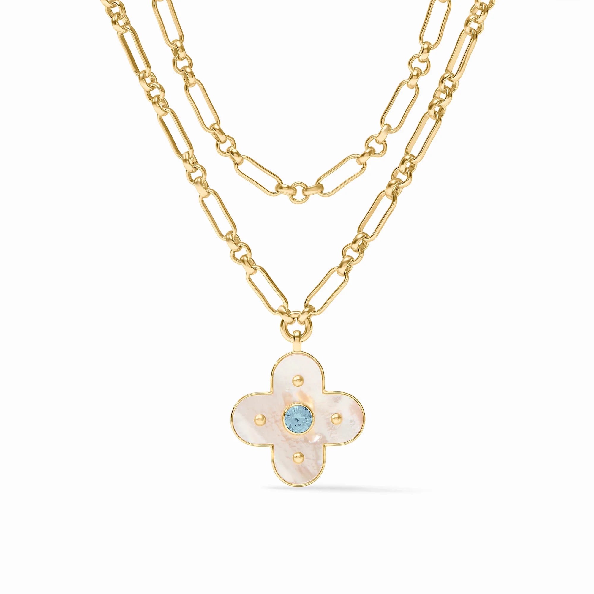 Julie Vos - Necklace - Colette Statement - Chalcedony Blue