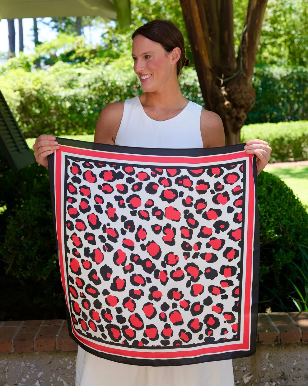 Caroline Hill - Scarf - Medium Meredith Spotted - Red Black - Findlay Rowe Designs