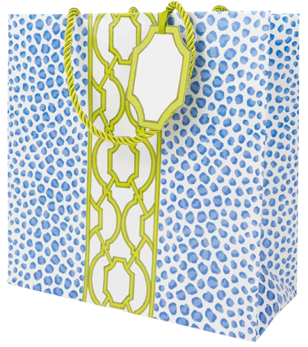 Caspari - Gift Bag -  Medium - Knots And Spots Blue Green - Findlay Rowe Designs