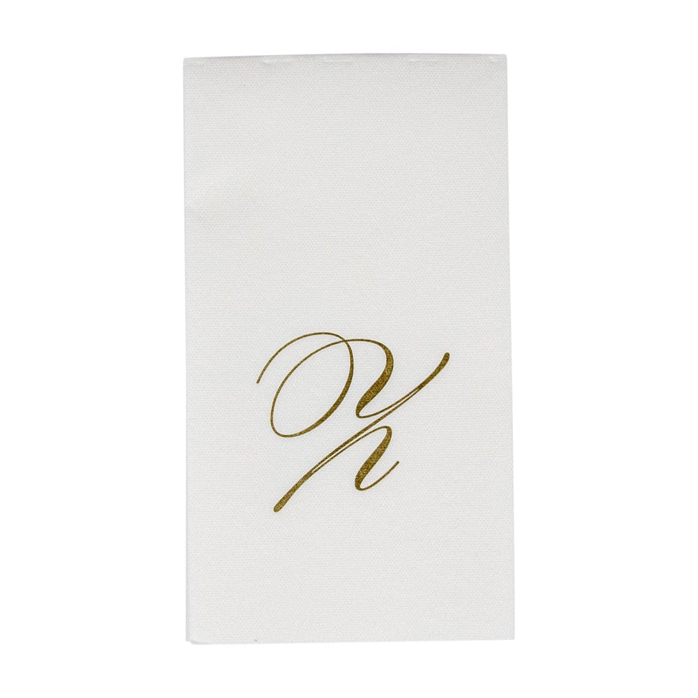 Caspari - Guest Towel Napkin - White Pearl-Paper Linen Napkin - Monogram - Findlay Rowe Designs