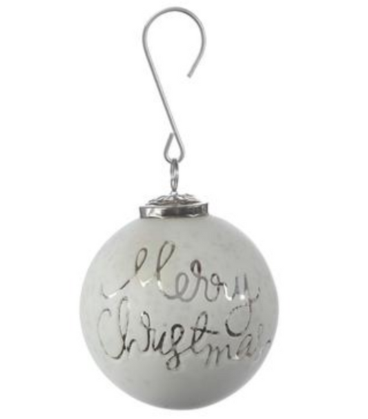Ornament  - Glass Ball White -  Merry Christmas - Findlay Rowe Designs
