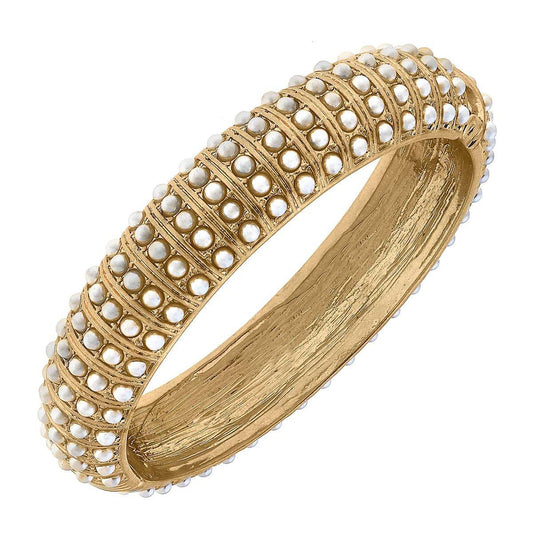 Jagger Pearl-Studded Statement Bangle in Ivory - Findlay Rowe Designs