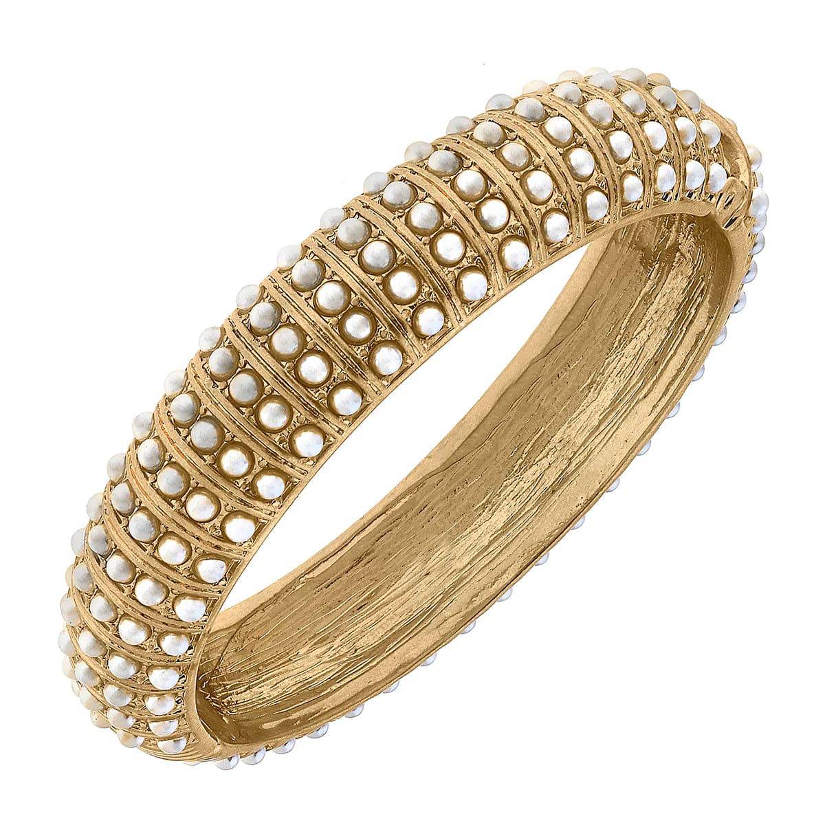 Jagger Pearl-Studded Statement Bangle in Ivory - Findlay Rowe Designs