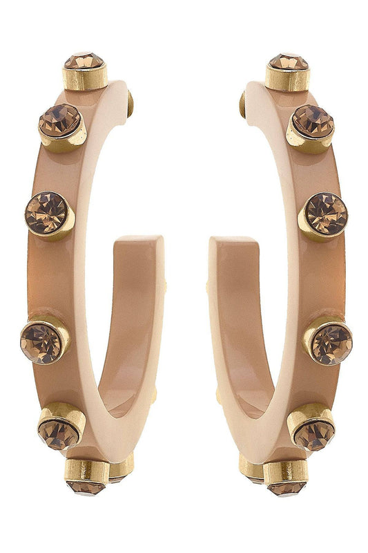 Renee Cocoa Resin Rhinestone Hoop Earring - Findlay Rowe Designs