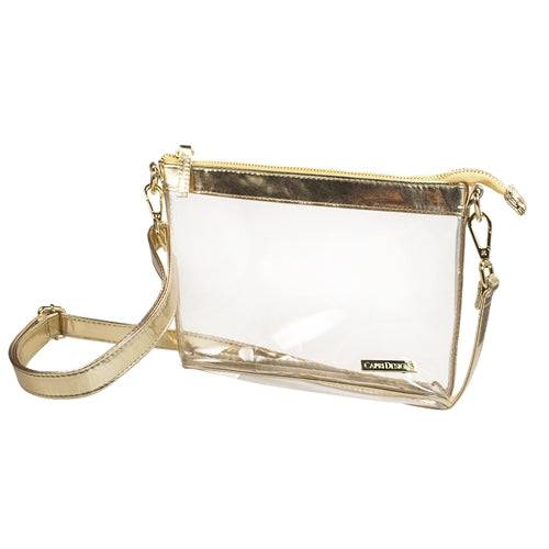 Small Clear Crossbody Bag - Gold Trim - Findlay Rowe Designs