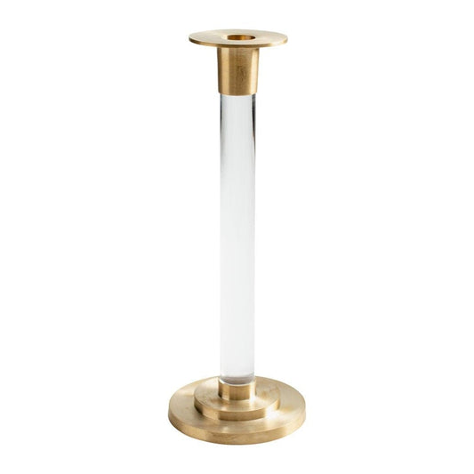 Caspari - Large Brass & Resin Candlestick in Clear - Findlay Rowe Designs