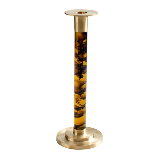 Caspari - Large Brass & Resin Candlestick in Tortoiseshell - Findlay Rowe Designs
