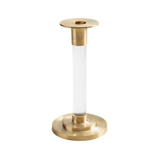 Caspari - Small Brass & Resin Candlestick in Clear - Findlay Rowe Designs