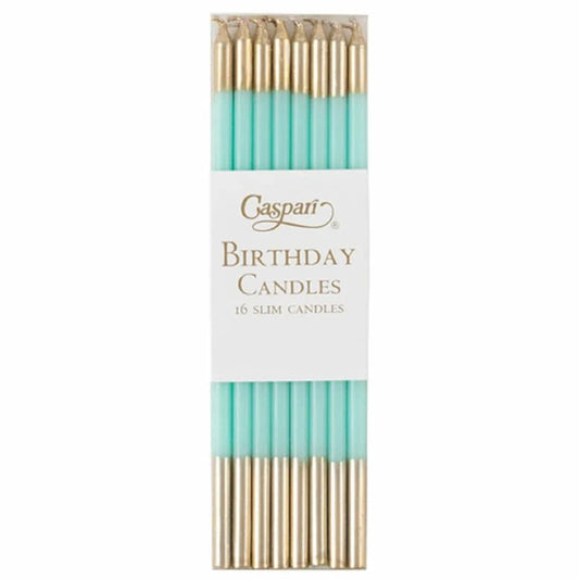 Caspari - Birthday Slims - Robins Egg and Gold - Findlay Rowe Designs