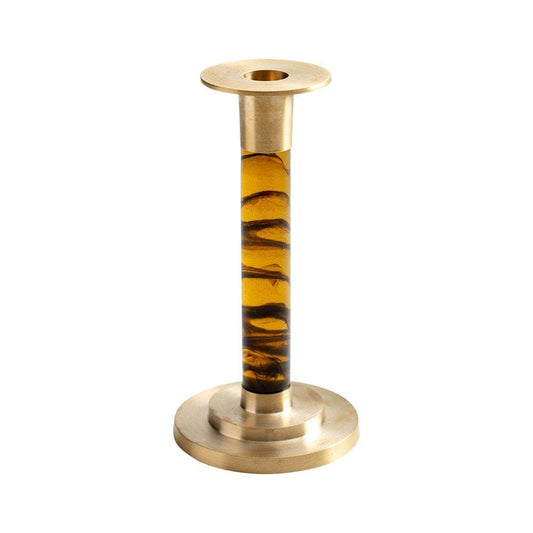 Caspari - Small Brass & Resin Candlestick in Tortoiseshell - Findlay Rowe Designs